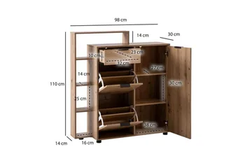 Skoskåp Wohnling Massa 2 fällbara fack för 12 par Folierad spånskiva med 1 dörrhylla - Förvaring - Skåp - Förvaringsskåp