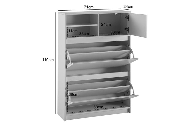 Skoskåp Wohnling med 2 utfällbara fack 1 dörr melaminbelagd mdf modern - Förvaring - Skåp - Förvaringsskåp