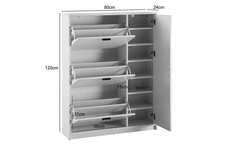 Skoskåp Wohnling med 3 fällbara fack 1 dörr melaminbelagd MDF modern - Förvaring - Skåp - Förvaringsskåp
