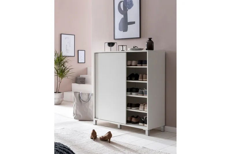 Skoskåp Wohnling melaminbelagd MDF, skjutdörrar, för 20 par Vit - Vit - Förvaring - Skåp - Förvaringsskåp