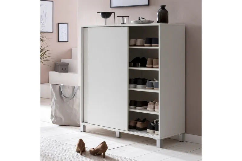 Skoskåp Wohnling melaminbelagd MDF, skjutdörrar, för 20 par Vit - Vit - Förvaring - Skåp - Förvaringsskåp