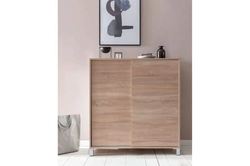 Skoskåp Wohnling melaminbelagd MDF, skjutdörrar, för 20 par Sonoma - Sonoma - Förvaring - Skåp - Förvaringsskåp