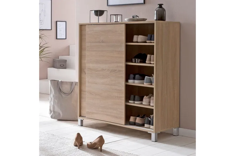 Skoskåp Wohnling melaminbelagd MDF, skjutdörrar, för 20 par Sonoma - Sonoma - Förvaring - Skåp - Förvaringsskåp