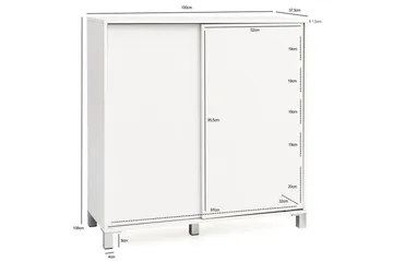 Skoskåp Wohnling melaminbelagd MDF, skjutdörrar, för 20 par Vit - Vit - Förvaring - Skåp - Förvaringsskåp