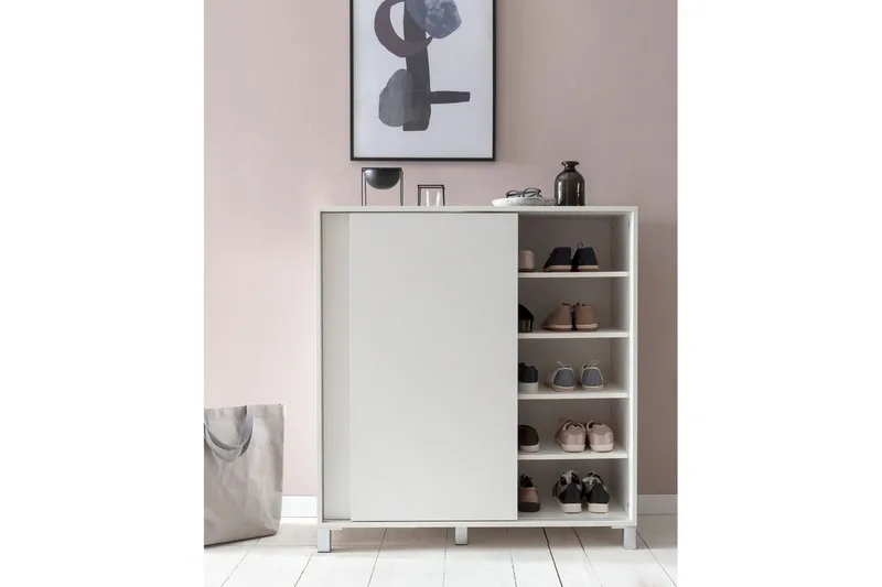 Skoskåp Wohnling melaminbelagd MDF, skjutdörrar, för 20 par Vit - Vit - Förvaring - Skåp - Förvaringsskåp