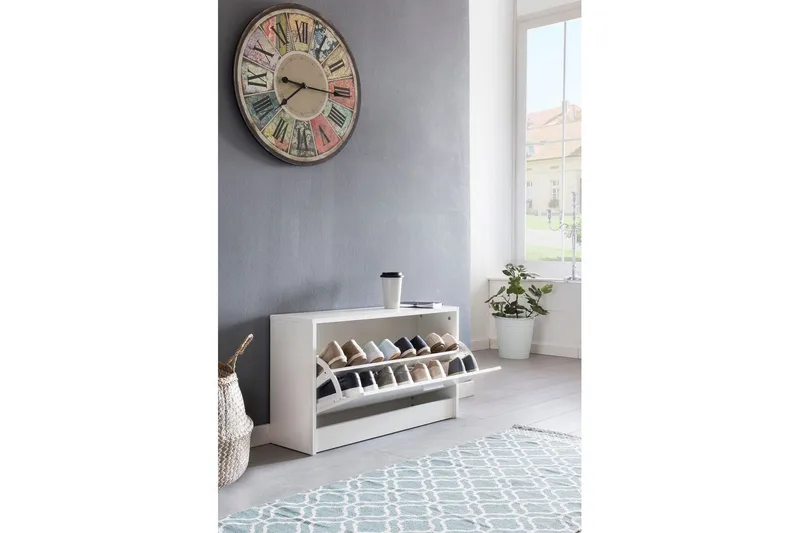 Skoskåp Wohnling SPLIT med fällbara fack, foliebelagd spånskiva Vit - Vit - Förvaring - Skåp - Förvaringsskåp