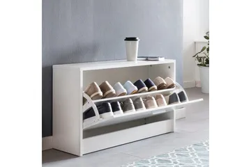 Skoskåp Wohnling SPLIT med fällbara fack, foliebelagd spånskiva Vit - Vit - Förvaring - Skåp - Förvaringsskåp