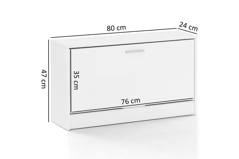 Skoskåp Wohnling SPLIT med fällbara fack, foliebelagd spånskiva Vit - Vit - Förvaring - Skåp - Förvaringsskåp