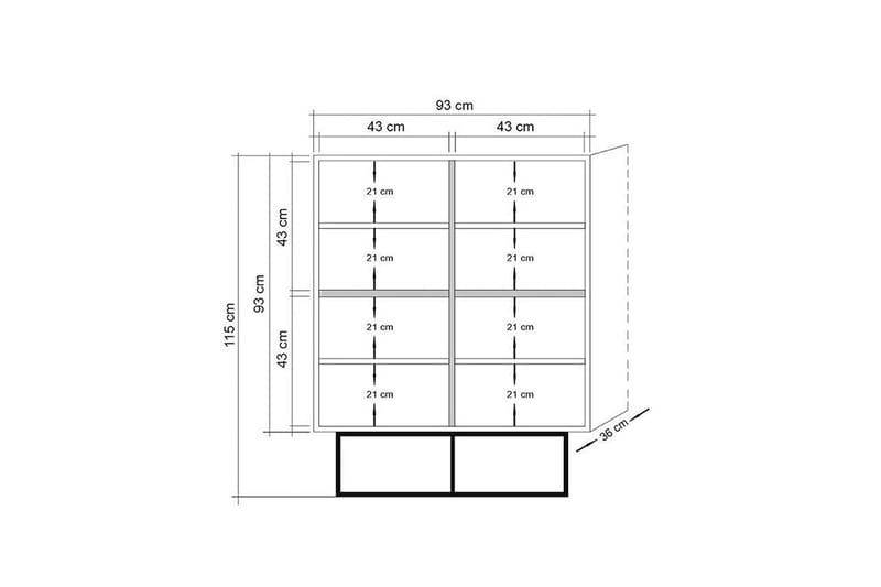 Solo Quantum Highboard 93x115 cm Svart/Brun - Hanah Home - Förvaringsskåp