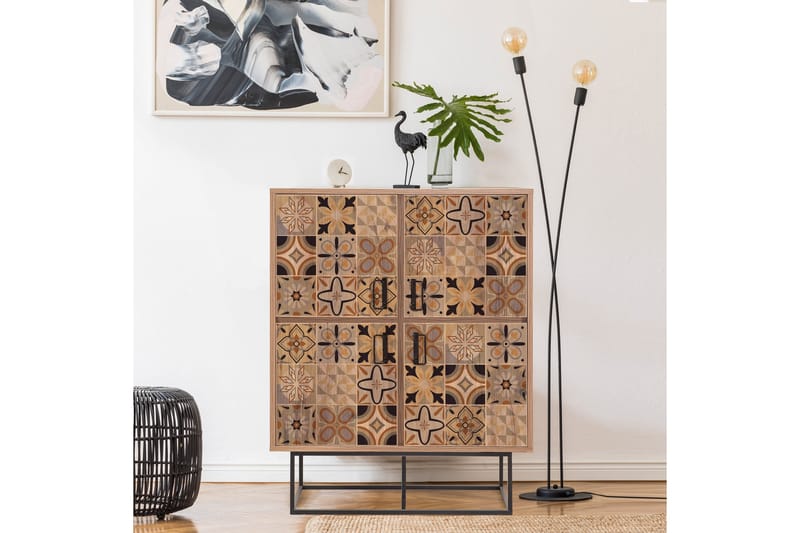 Solo Quantum Highboard 93x115 cm Svart/Brun - Hanah Home - Förvaring - Skåp - Förvaringsskåp