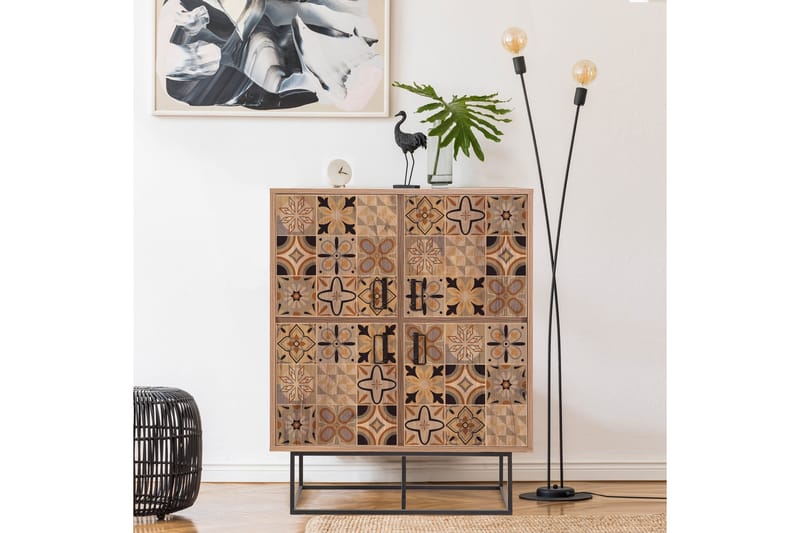 Solo Quantum Highboard 93x115 cm Svart/Brun - Hanah Home - Förvaringsskåp