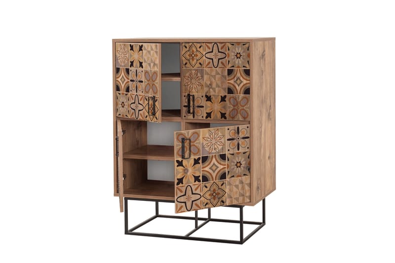 Solo Quantum Highboard 93x115 cm Svart/Brun - Hanah Home - Förvaring - Skåp - Förvaringsskåp