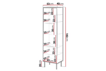 Soublet Smalt Vitrinskåp 40 cm djup 53 cm bred 182 cm hög Mörkt Trä Glas - Svart/Valnöt - Förvaring - Skåp - Vitrinskåp