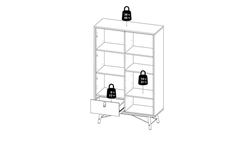 Tadami Vitrinskåp 102x162 cm - Natur - Förvaring - Skåp - Vitrinskåp