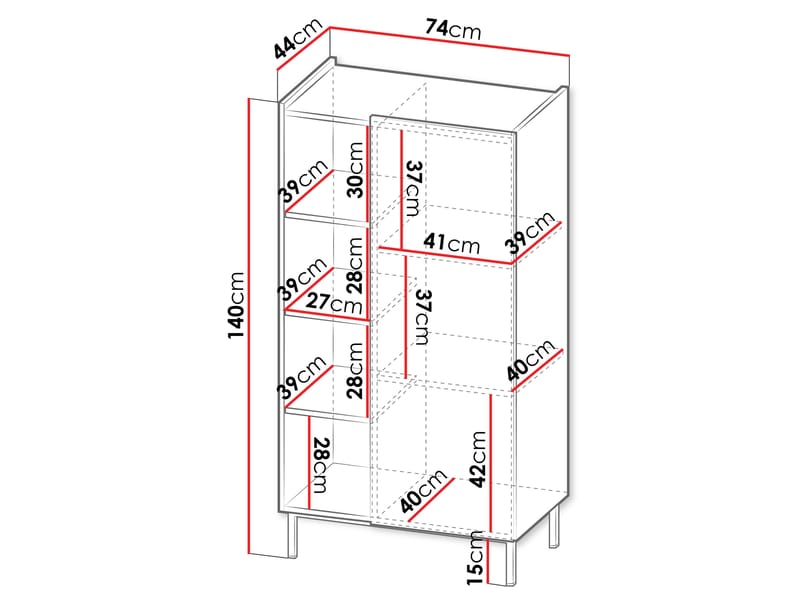 Tavrin Highboard 140 cm - Svart - Förvaring - Skåp - Förvaringsskåp