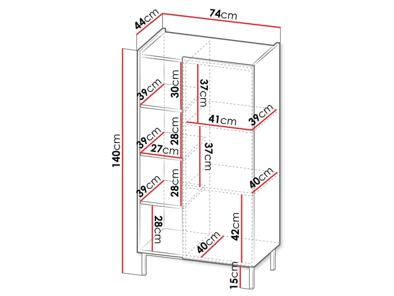 Tavrin Highboard 140 cm - Svart - Förvaring - Skåp - Förvaringsskåp