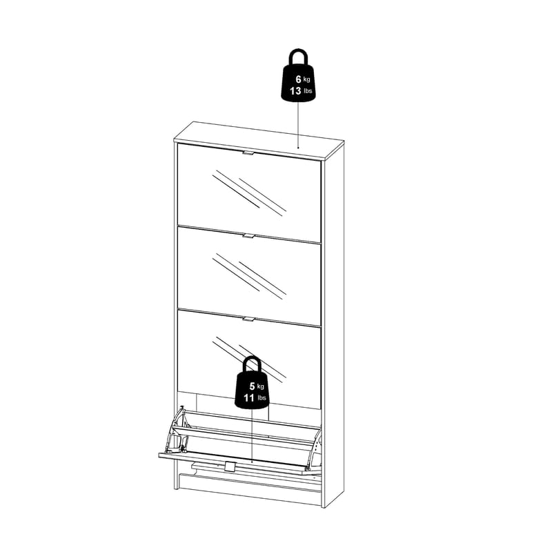 Tenor Skoskåp 4 fack 70x24x162 cm - Förvaring - Skåp - Förvaringsskåp