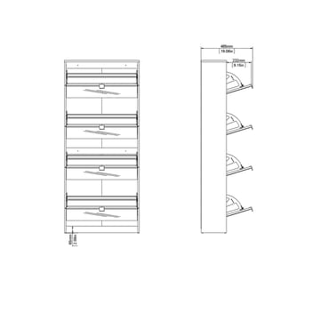 Tenor Skoskåp 4 fack 70x24x162 cm - Förvaring - Skåp - Förvaringsskåp