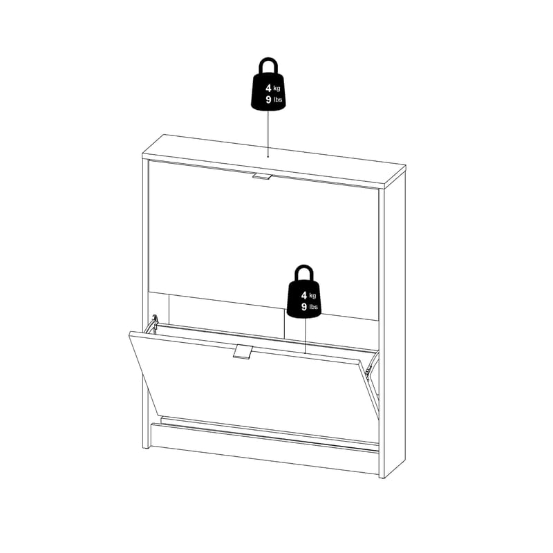 Tenor Skoskåp med 2 fack 70x16x85 cm - Förvaring - Skåp - Förvaringsskåp