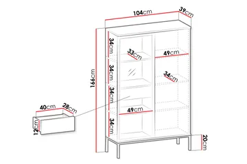 Tenorio Vitrinskåp 104x166 cm - Beige - Förvaring - Skåp - Vitrinskåp