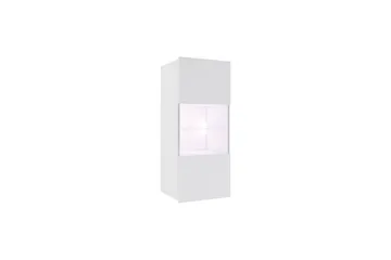Tessan Vitrinskåp 45x117 cm med Belysning i Glas med Trästomme - Vit - Förvaring - Skåp - Vitrinskåp