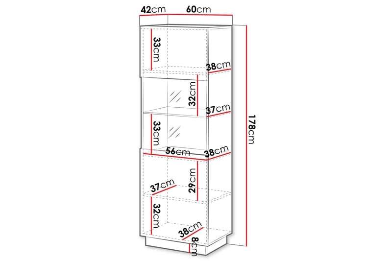 Torvalen Vitrinskåp 60x178 cm - Beige - Förvaring - Skåp - Vitrinskåp
