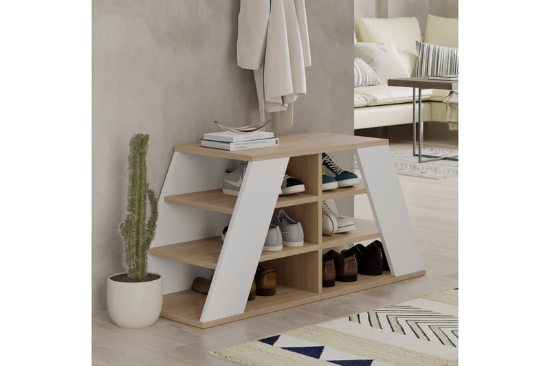 Toya Skoskåp 105,5 cm - Ek/Vit - Förvaring - Skåp - Förvaringsskåp