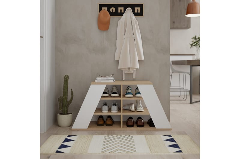 Toya Skoskåp 105,5 cm - Ek/Vit - Förvaring - Skåp - Förvaringsskåp