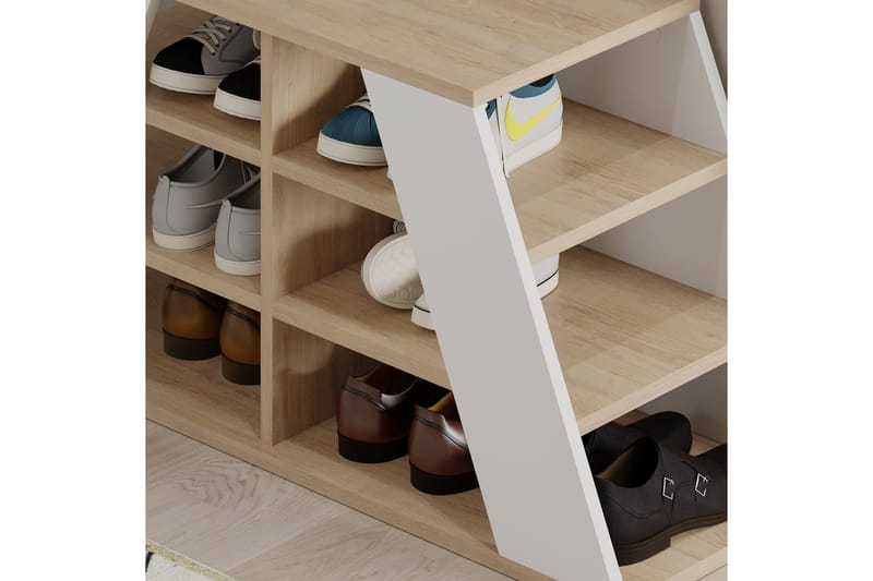 Toya Skoskåp 105,5 cm - Ek/Vit - Förvaring - Skåp - Förvaringsskåp