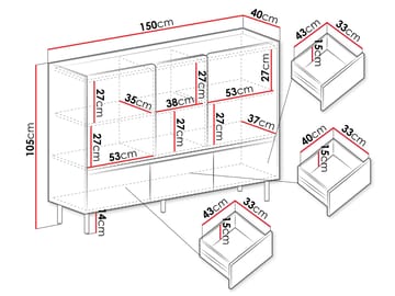 Travic Skänk 150 cm - Förvaring - Skåp - Förvaringsskåp