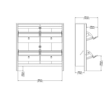 Vallvidera Skoskåp med 4 fack 103x25x103 cm - Förvaring - Skåp - Förvaringsskåp