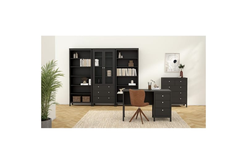 Vallvidera Vitrinskåp 78,05x199 cm - Svart - Förvaring - Skåp - Vitrinskåp