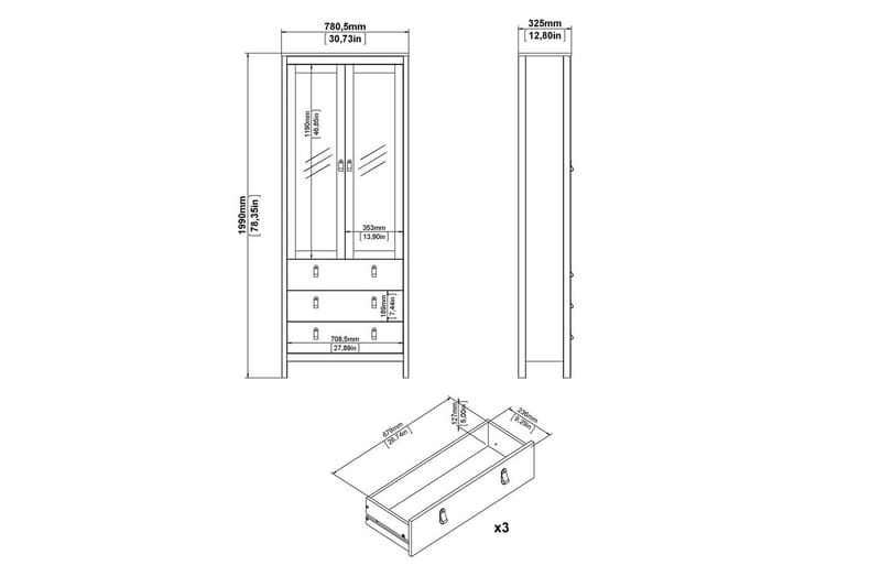 Vallvidera Vitrinskåp 78x199 cm - Beige - Förvaring - Skåp - Vitrinskåp