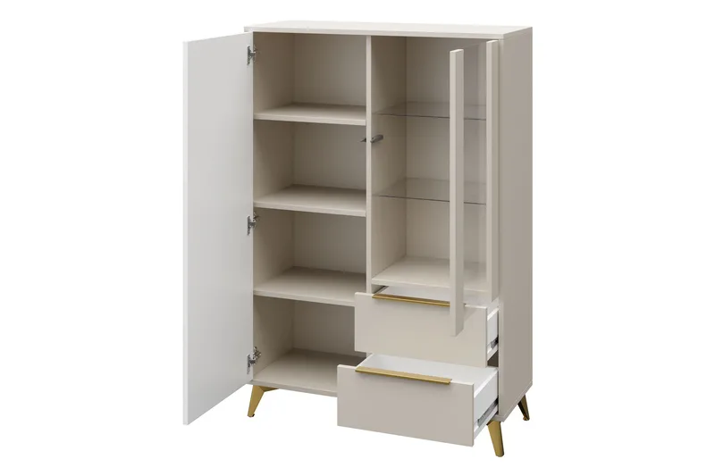 Vemdalen Vitrinskåp 104x150 cm - Beige - F örvaring - Skåp - Vitrinskåp