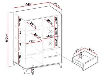 Vemdalen Vitrinskåp 104x150 cm - brun - Förvaring - Skåp - Vitrinskåp