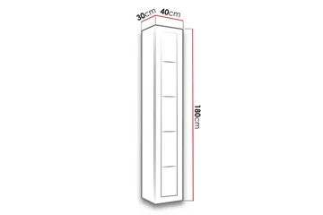 Veria Smalt Vitrinskåp Blå LED Belysning 30 cm djup 40 cm bred 180 cm hög Mörkt Trä Glas - Natur/Svart - Förvaring - Skåp - Vitrinskåp