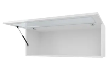 Veria Vitrinskåp Vit LED Belysning 32 cm djup 35 cm bred 90 cm hög Mörkt Trä Glas - Natur/Svart - Förvaring - Skåp - Vitrinskåp