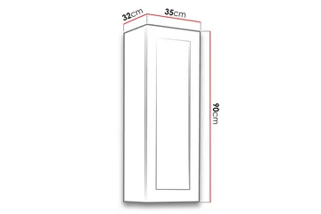 Veria Vitrinskåp Vit LED Belysning 32 cm djup 35 cm bred 90 cm hög Mörkt Trä Glas - Natur/Svart - Förvaring - Skåp - Vitrinskåp