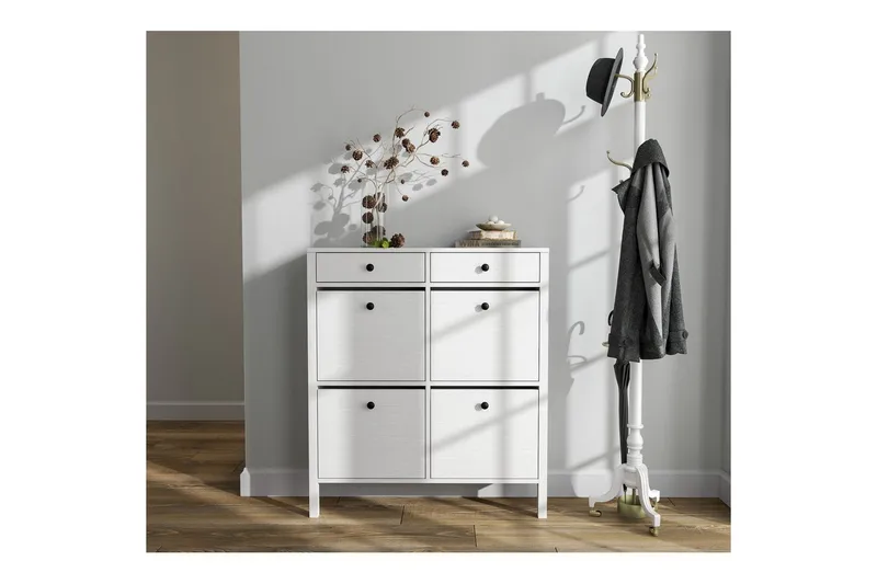 Veylin Skoskåp 101 cm - Natur/Vit - Förvaring - Skåp - Förvaringsskåp