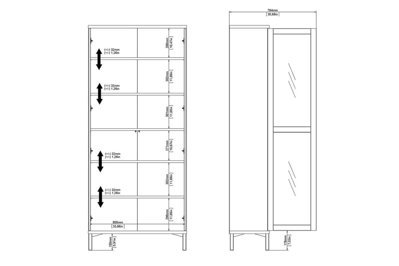 Virender Vitrinskåp 88,7x202,8 cm - Vit - Förvaring - Skåp - Vitrinskåp