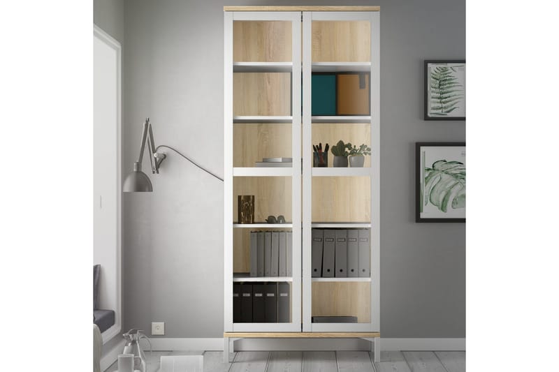 Virender Vitrinskåp 88,7x202,8 cm - Vit - Förvaring - Skåp - Vitrinskåp