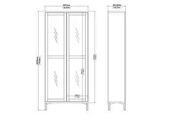 Virender Vitrinskåp 88,7x202,8 cm - Vit - Förvaring - Skåp - Vitrinskåp