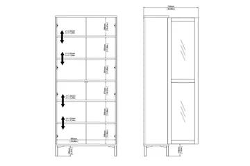 Virender Vitrinskåp 88,7x202,8 cm - Vit - Förvaring - Skåp - Vitrinskåp