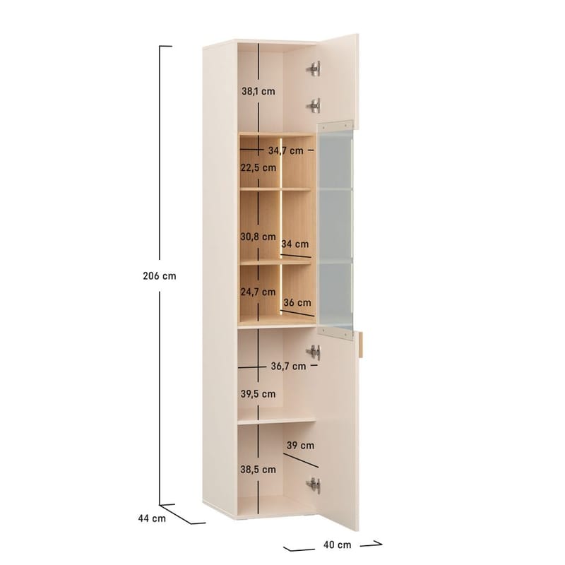 Vitrinskåp 4 You Fresh Smal - Sandbeige - Förvaring - Skåp - Vitrinskåp