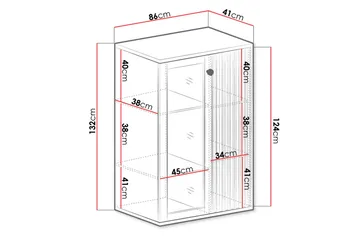 Aldbrough Lågt Vitrinskåp 40,6 djup 86,4 cm bred 131,9 cm hög Trä Glas - Trä/Svart - Förvaring - Skåp - Vitrinskåp