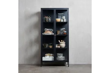 Ambra Vitrinskåp 40,3 cm djup 90 cm bred 190 cm hög Mörk Metall - Svart - Förvaring - Skåp - Vitrinskåp