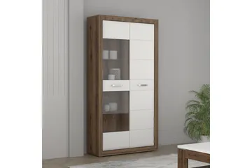 Aridiala Vitrinskåp 34,5 cm djup 103 cm bred 197,3 cm hög Trä Glas - Brun/Vit - Förvaring - Skåp - Vitrinskåp