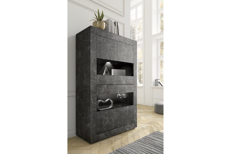 Vitrinskåp Astal 43x102 cm Svart - Lc Spa - Vitrinskåp