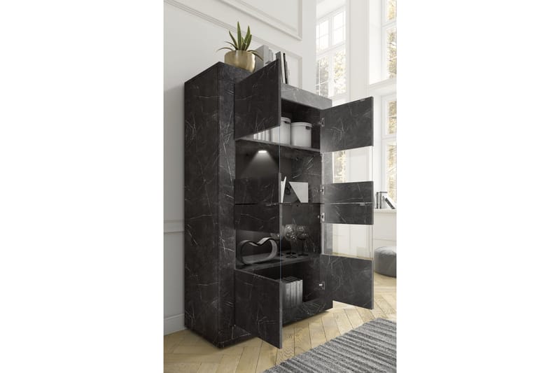 Vitrinskåp Astal 43x102 cm Svart - Lc Spa - Vitrinskåp