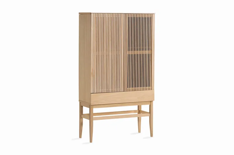 Birino Vitrinskåp 40 cm djup 95 cm bred 170 cm hög Ljust Tr ä Ek - Beige - Förvaring - Skåp - Vitrinskåp